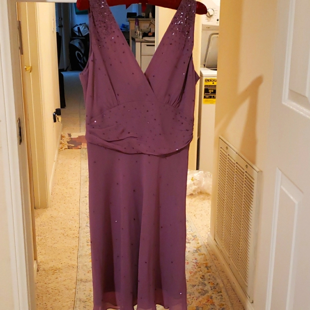 Nine West Light Purple Knee Length Silk Dress